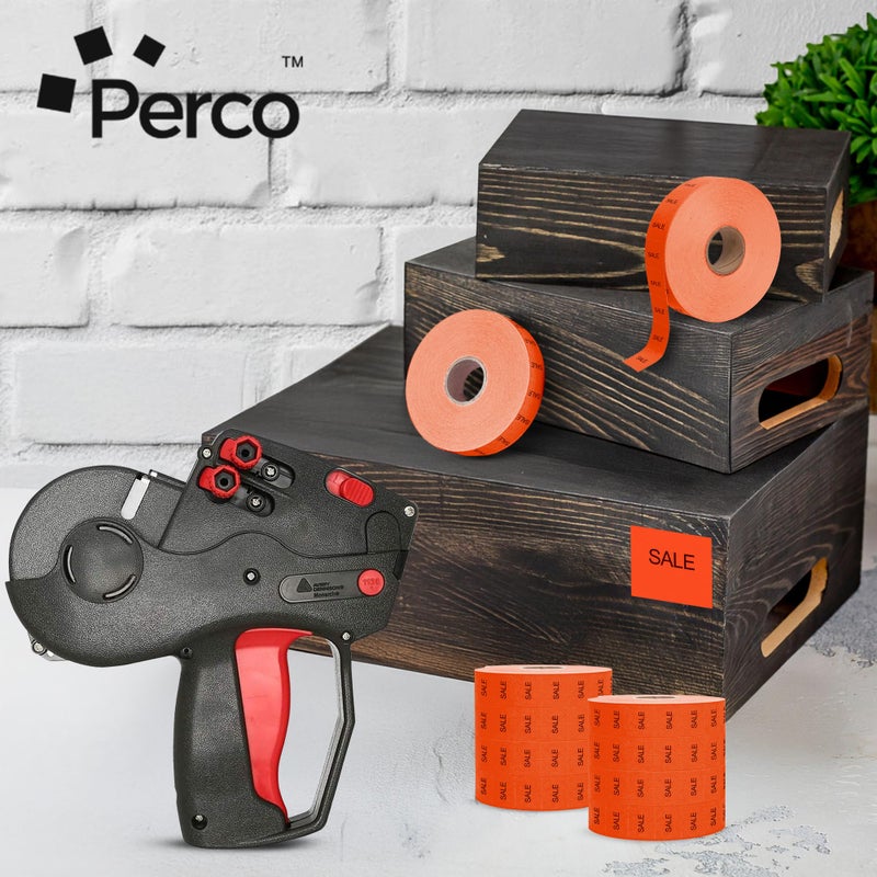 Perco ملصقات تسعير حمراء من بيركو لجهاز تسعير مونوك 1136 - 3 أكمام، 24 لفة حزمة قيمة - 42,000 ملصق تسعير - مع لفات حبر متضمنة - Image 5